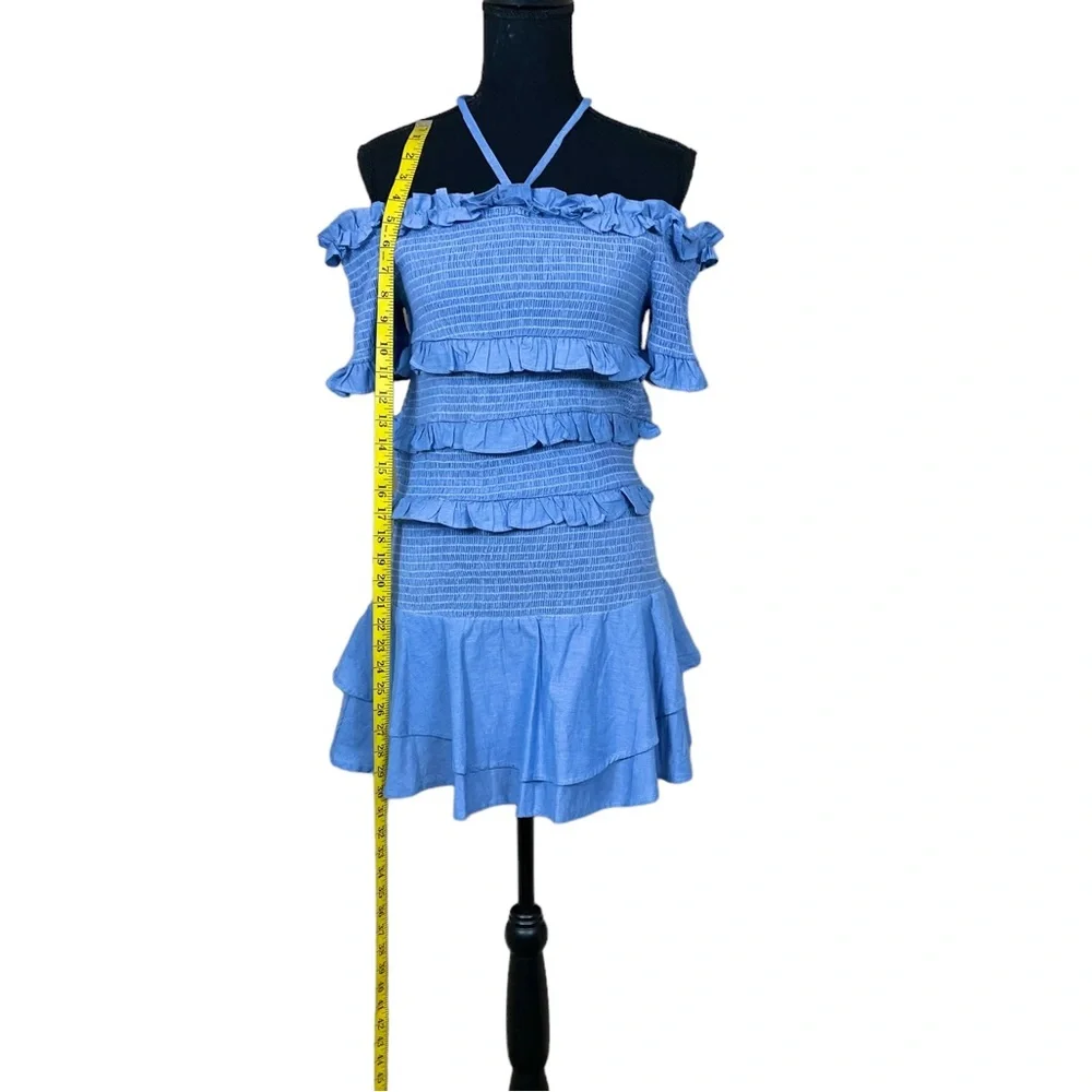 Red Carter “Casella” Smocked Chambray Off-Shoulders Dress NWT